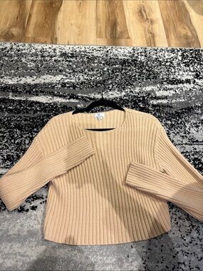 Showpo Ribbed Crewneck Sweater in Light Beige